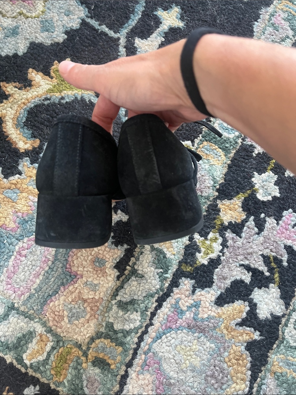 either/or Low Heel Ballet in Black Suede - Picture 8 of 11